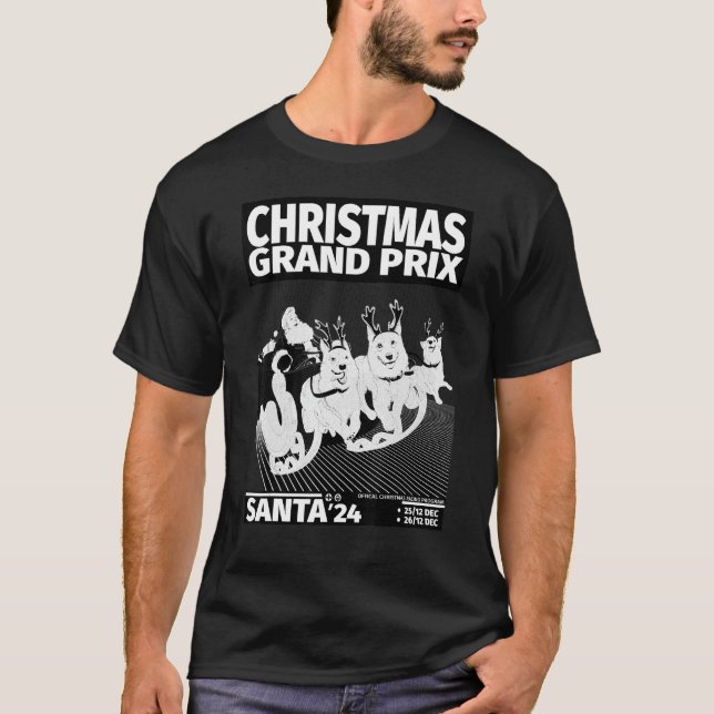 Camiseta Santa Claus Sleigh Racing Retro Xmas Motor Sport A (Frente)