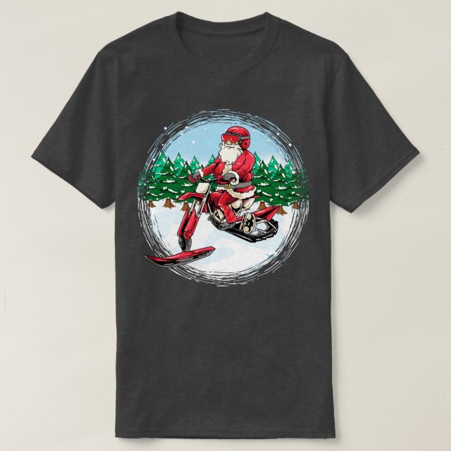 Camiseta Santa Claus Snowbike Snowmobile Motorcycle Biker C (Frente do Design)