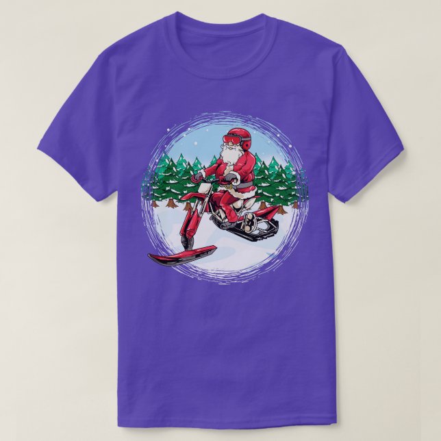 Camiseta Santa Claus Snowbike Snowmobile Motorcycle Biker C (Frente do Design)
