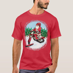 Camiseta Santa Claus Snowbike Snowmobile Motorcycle Biker C