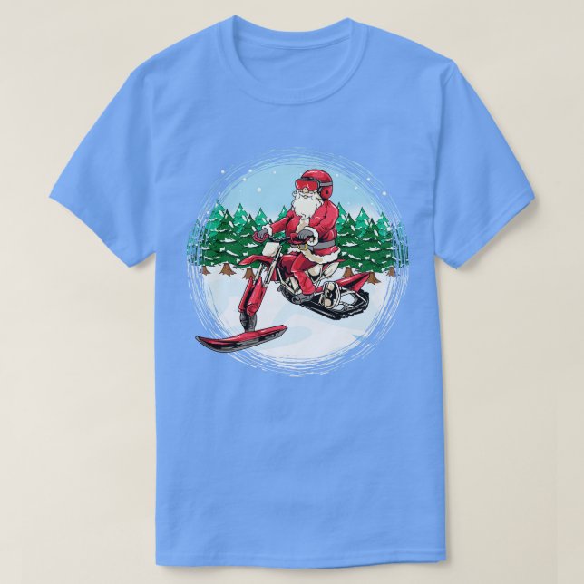 Camiseta Santa Claus Snowbike Snowmobile Motorcycle Biker C (Frente do Design)