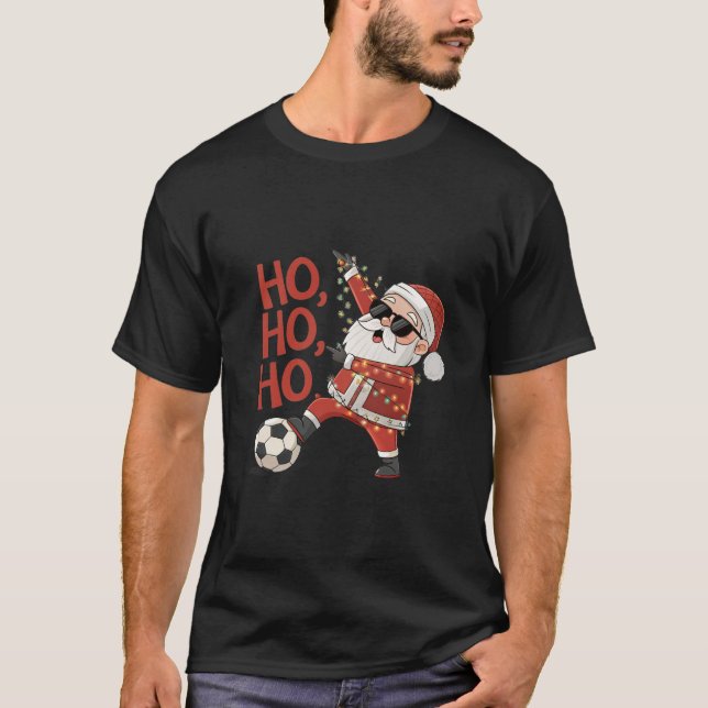 Camiseta Santa Claus Soccer Player with Christmas Lights (Frente)