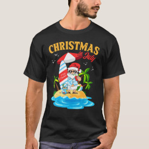 Camiseta Santa Claus Sunny Beach Férias Xmas Em Julho Kid