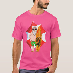 Camiseta Santa Claus Surfers Surfing Summer Hawaii Christma