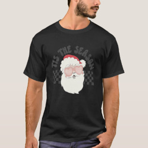 Camiseta Santa Claus Tis A Época Groovy Floral Hippie Ch