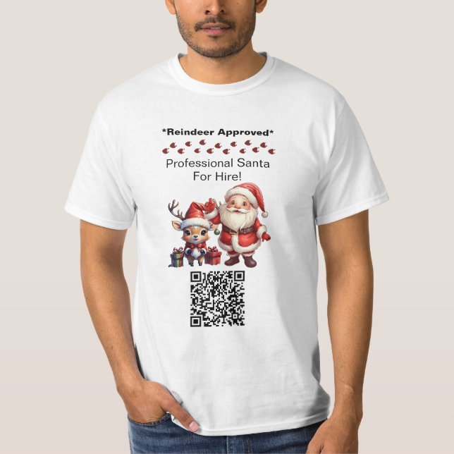 Camiseta Santa Claus Two Sides Business Card Edit QR Code (Frente)