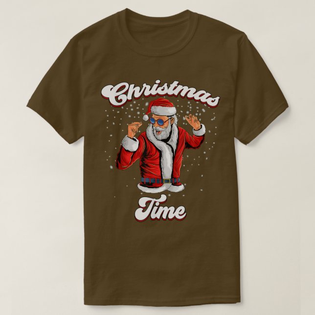 Camiseta Santa Claus With Sunglasses Dancing Snow Christmas (Frente do Design)