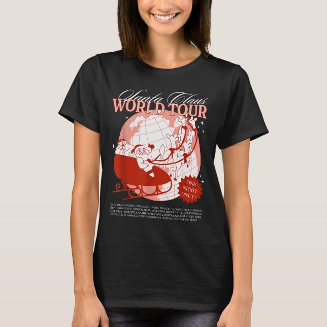 Camiseta Santa Claus World Tour Christmas Xmas Holiday Paja (Frente)