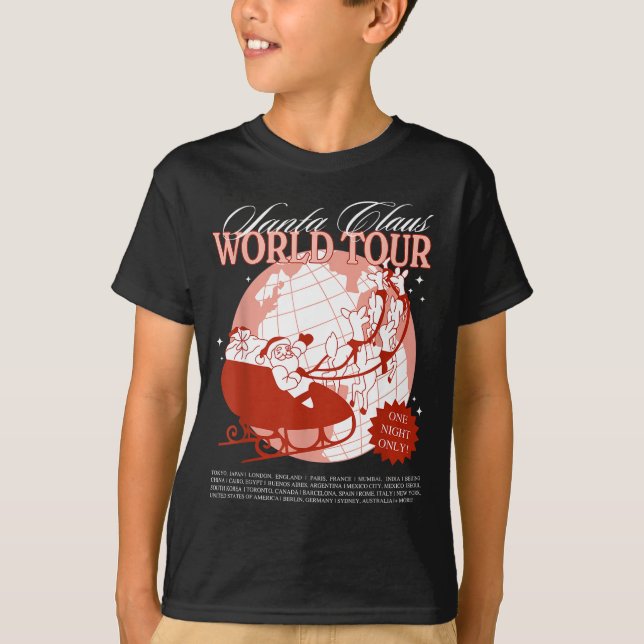 Camiseta Santa Claus World Tour Christmas Xmas Holiday Paja (Frente)