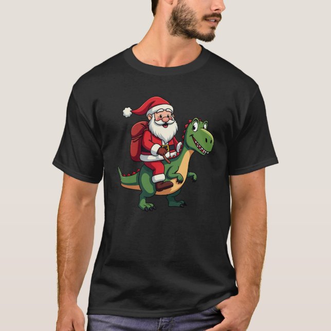 Camiseta Santa Clause Andando um melhor presente de Natal p (Frente)