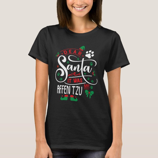 Camiseta Santa Clause elf Xmas natalino raça affen Tz (Frente)