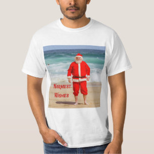 Camiseta Santa Cláusula sobre o Aquecimento da Praia Deseja