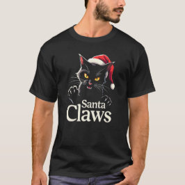 Camiseta Santa Claws – Design de Natal de Gato Preto Engraç