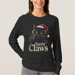 Camiseta Santa Claws – Design de Natal de Gato Preto Engraç