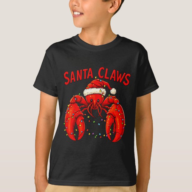 Camiseta Santa Claws Funny Christmas Lobster With Lights  (Frente)