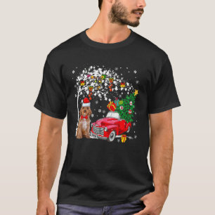 Camiseta Santa Cockapoo Caminhonete Vermelha Carregando Árv