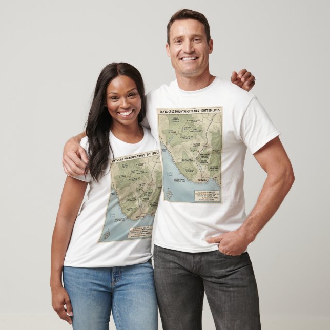 Camiseta Santa Cruz California Trail Map Redwood & Coastal  (Unissex)