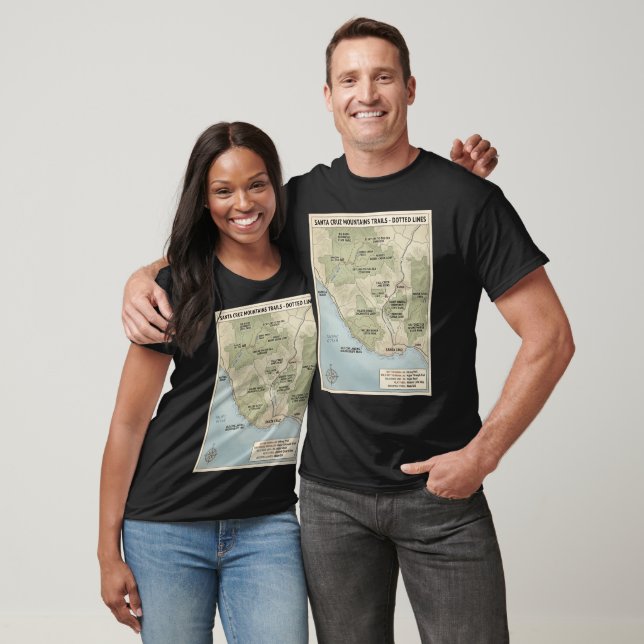 Camiseta Santa Cruz California Trail Map Redwood & Coastal  (Unissex)