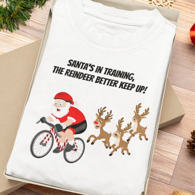 Camiseta Santa Cycling with Reindeer (Criador carregado)