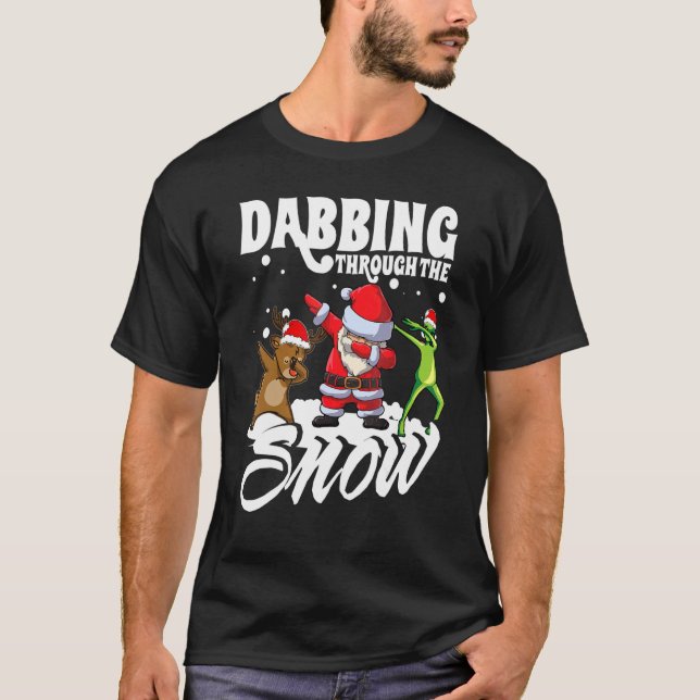 Camiseta Santa Dabbing Through The Snow  Christmas Boys Kid (Frente)