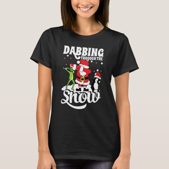 Camiseta Santa Dabbing Through The Snow  Christmas Boys Kid (Frente)