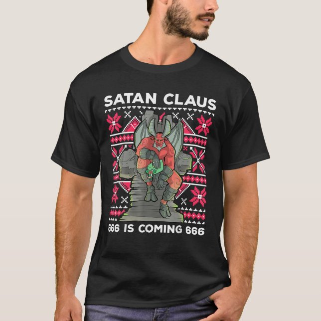 Camiseta Santa Devil Gothic Occult Ugly Christmas Satan 666 (Frente)