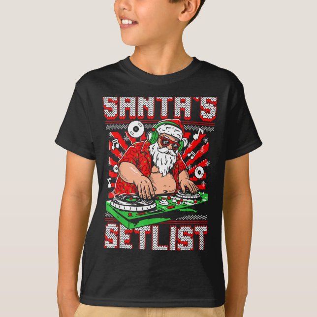 Camiseta Santa Dj Musician Santa’s Setlist House Music Ugly (Frente)