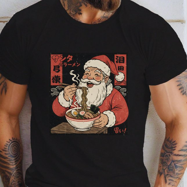 Camiseta Santa Eating Ramen Noodles (Criador carregado)