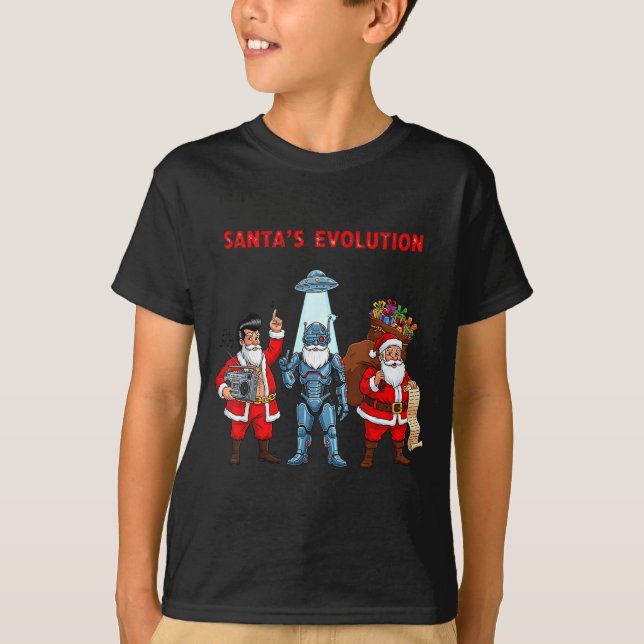 Camiseta Santa Evolution Robot Clic Future Funny Christmas  (Frente)