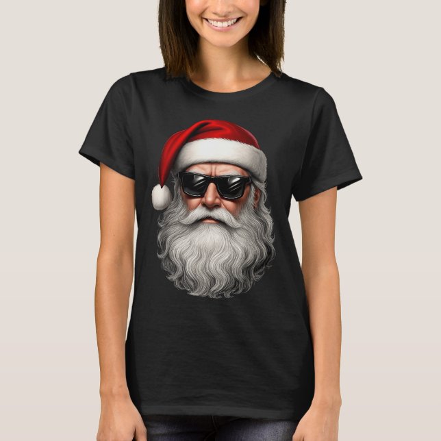 Camiseta Santa Face Retro Sungles Funny Christmas Pajama Me (Frente)
