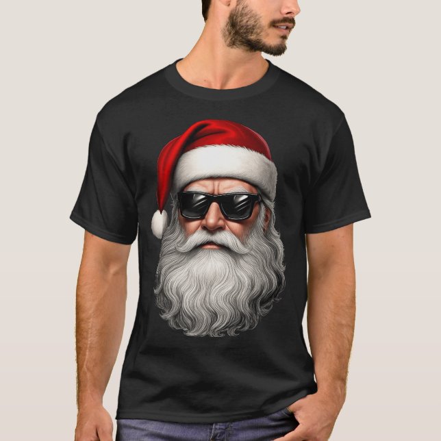 Camiseta Santa Face Retro Sungles Funny Christmas Pajama Me (Frente)