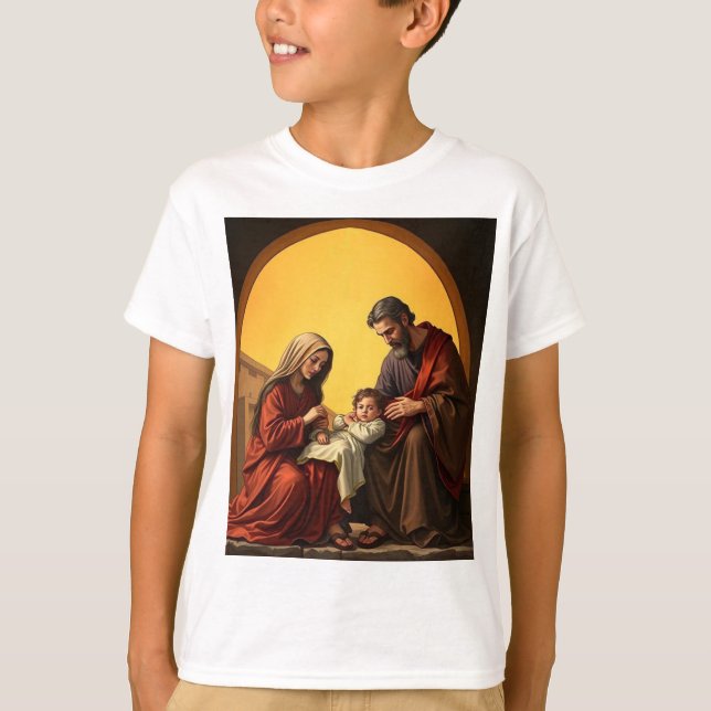 Camiseta Santa Família Jesus Maria e Joseph Kid's Tee (Frente)