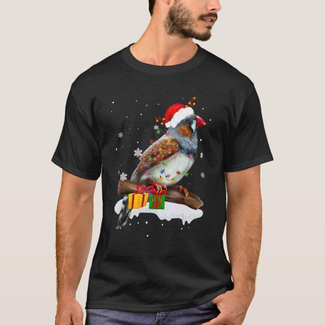 Camiseta Santa Finch Bird Animal Christmas Lights  Christma (Frente)