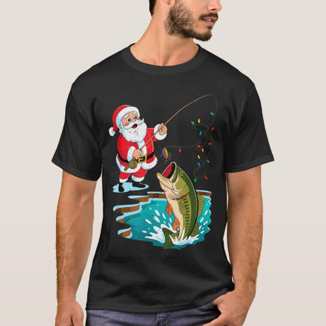 Camiseta Santa Fishing Lure B Fish Christmas Pajamas Boy To (Frente)