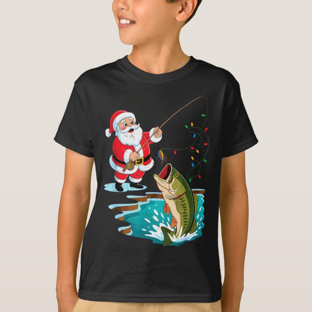 Camiseta Santa Fishing Lure B Fish Christmas Pajamas Boy To (Frente)