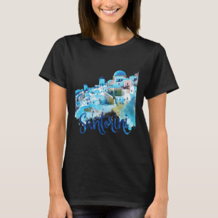 Camiseta Santa Grécia Ilha Watercolor Souvenir Cena