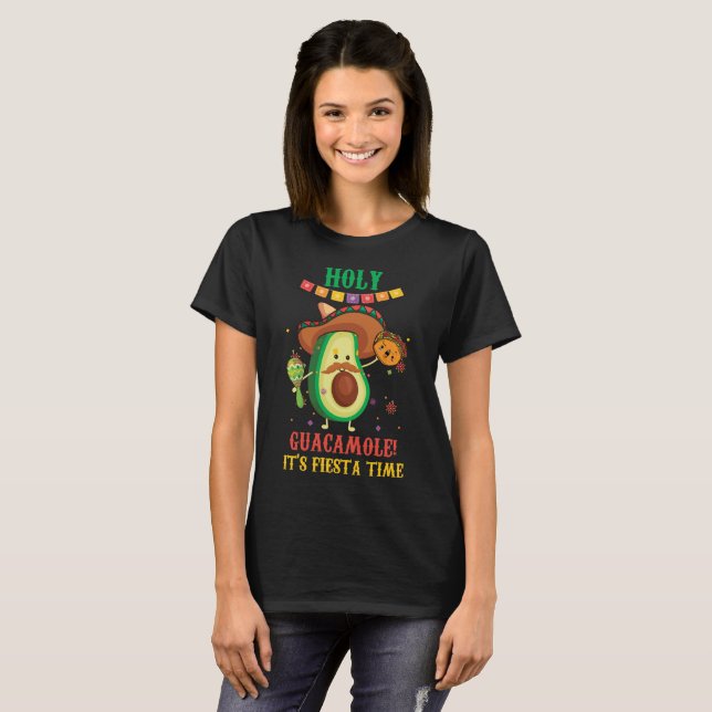 Camiseta Santa Guacamole, é Fiesta Time Cinco de Mayo (Frente Completa)