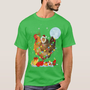 Camiseta Santa Guinea Pig Riding Chicken Reindeer Xmas Ligh