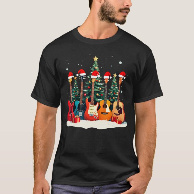 Camiseta Santa Guitars Acoustic Bass Music Guitar Player Ch (Frente)