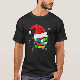 Camiseta Santa Hand Speed Cubing Quebra-cabeça Cuber Natal