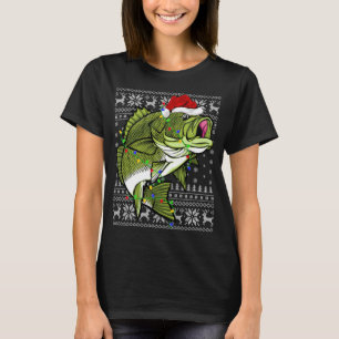 Camiseta Santa Hass Peixe de Natal Iluminação Feia Bass C
