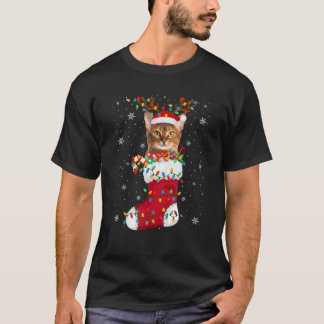 Camiseta Santa Hat Abyssinian Cat Animal Na Árvore Do Xmas