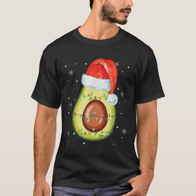 Camiseta Santa Hat Avocado Felry Natal Vegan Pajama (Frente)