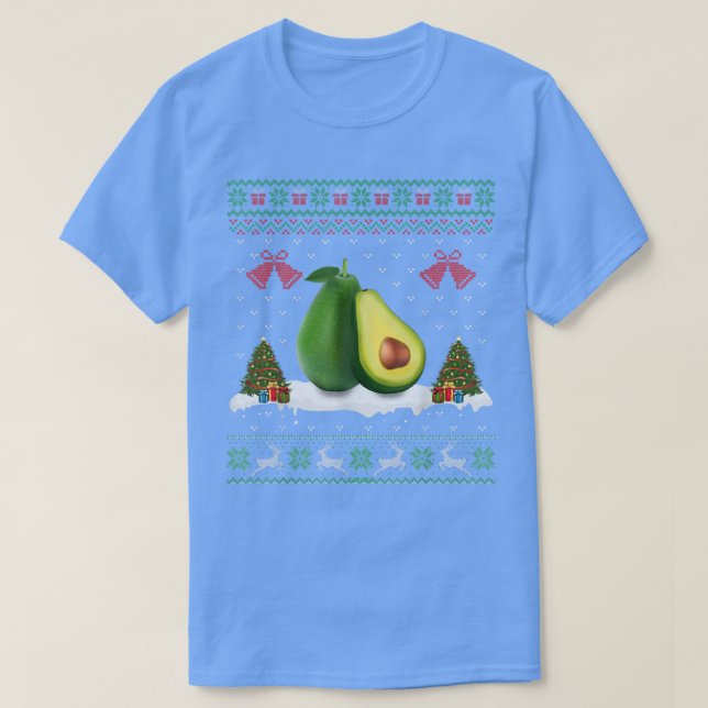 Camiseta Santa Hat Avocado Fruta Xmas Iluminação Feia Avoca (Frente do Design)