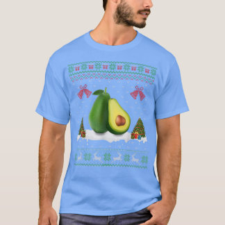 Camiseta Santa Hat Avocado Fruta Xmas Iluminação Feia Avoca