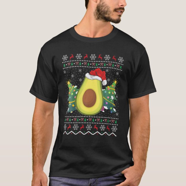Camiseta Santa Hat Avocado Ugly Christmas Sweater Fruta Lov (Frente)