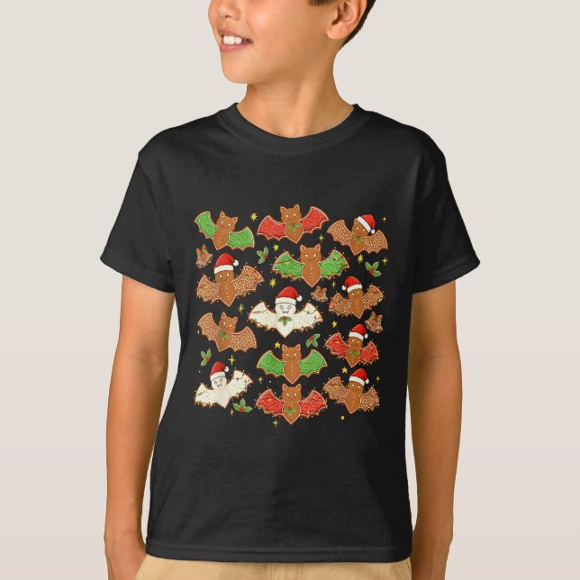 Camiseta Santa Hat Bat Soky Christmas Gingerbread Bats Xmas (Frente)