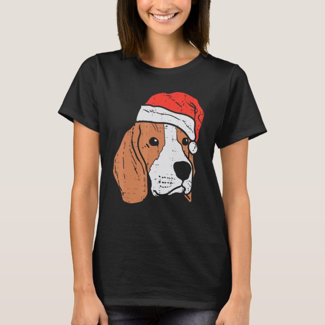 Camiseta Santa Hat Beagle Christmas Xmas Dog  Owner Men Wom (Frente)