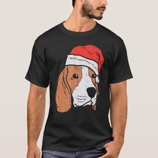 Camiseta Santa Hat Beagle Christmas Xmas Dog  Owner Men Wom (Frente)