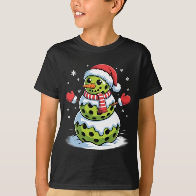 Camiseta Santa Hat Ckleball Snowman Christmas Men Women Kid (Frente)